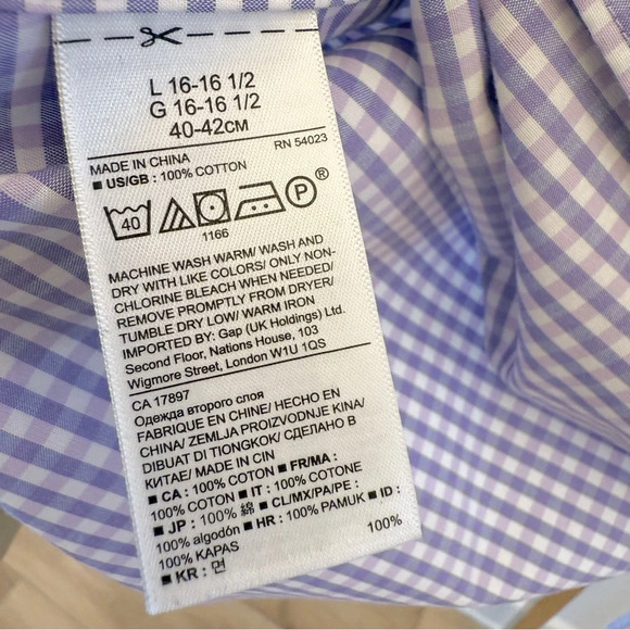 Banana Republic Men's L Camden Fit Purple Check Long Sleeve Button-Up Shirt - Picture 14 of 14
